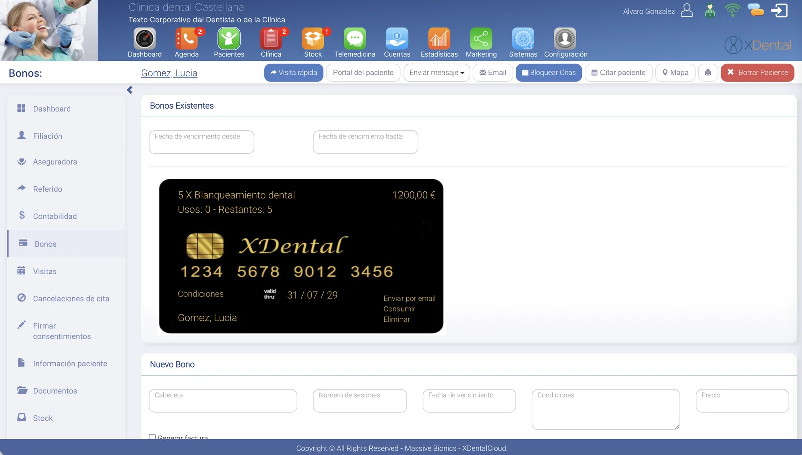 Bonos de tratamiento y control de pagos en XDentalCloud