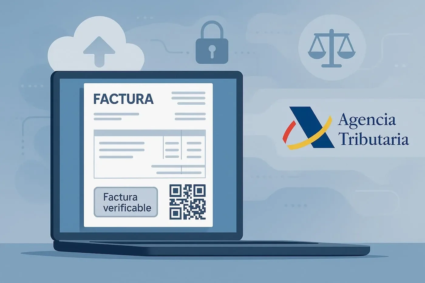 Factura electrónica verificable con código QR enviada a la Agencia Tributaria